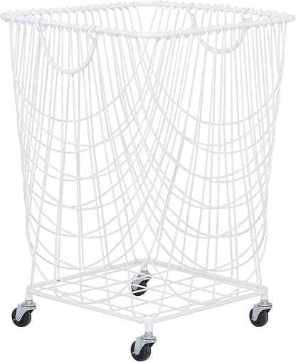 Deco 79 Metal Storage Cart Deep Set Mesh Rolling Laundry Basket - Image 8
