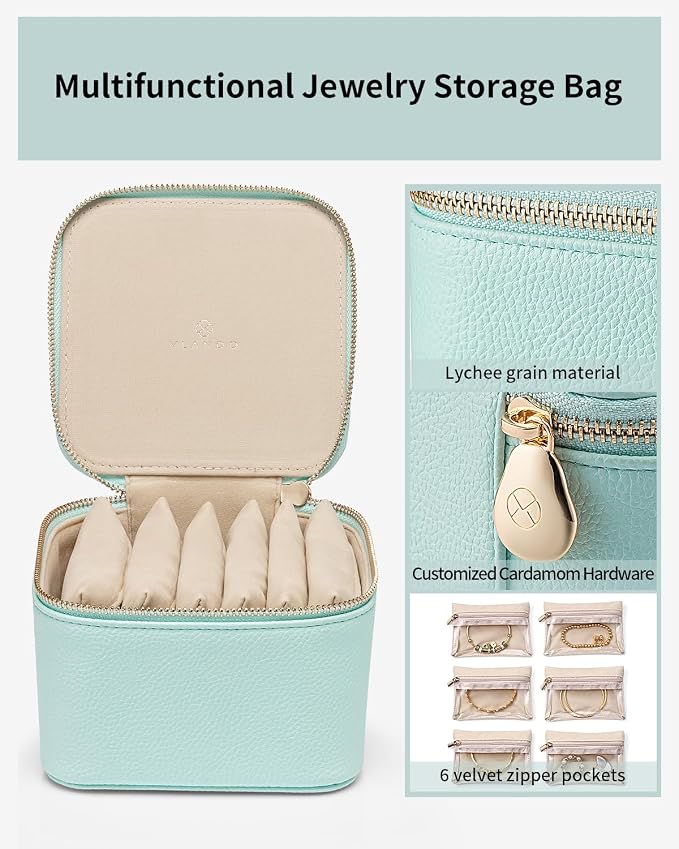 Vlando Travel Jewelry Box for Women Faux Leather Jewelry Box - Image 4