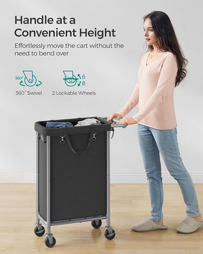 SONGMICS Laundry Basket with Wheels, Rolling Laundry Hamper, 23.8 Gallons - Image 7