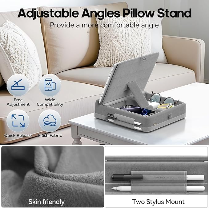 KDD Tablet Pillow Stand with Storage, Foldable iPad Holder - Image 4