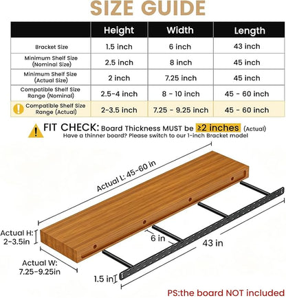 1 Pack Large Shelf Brackets Long Floating Shelf Bracket Invisible Floating - Image 2
