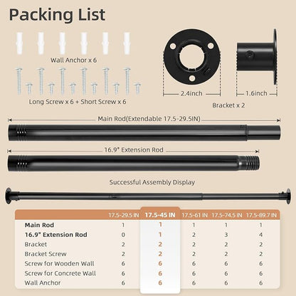 STORAGE MANIAC Closet Rods for Hanging Clothes 17.5 to 45 Inches Heavy Duty - Image 4