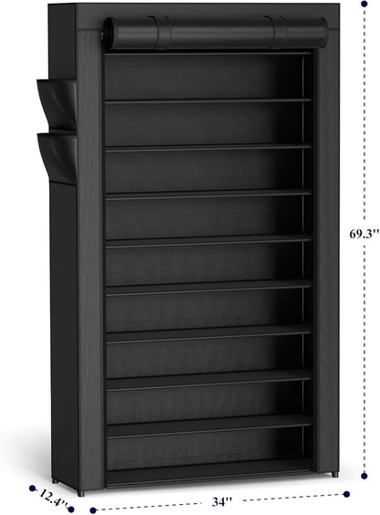 Kitsure 10-Tier Shoe Rack with Cover, Vertical Shelf, 33.6" Wide, Shoe Organizer - Image 2