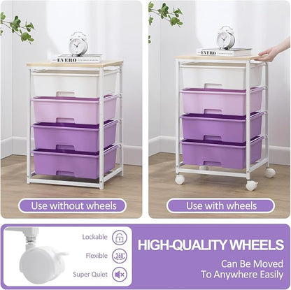 Utility Cart with 4 Drawers, Rolling Storage Cart with Drawers, Storage Rolling - Image 6