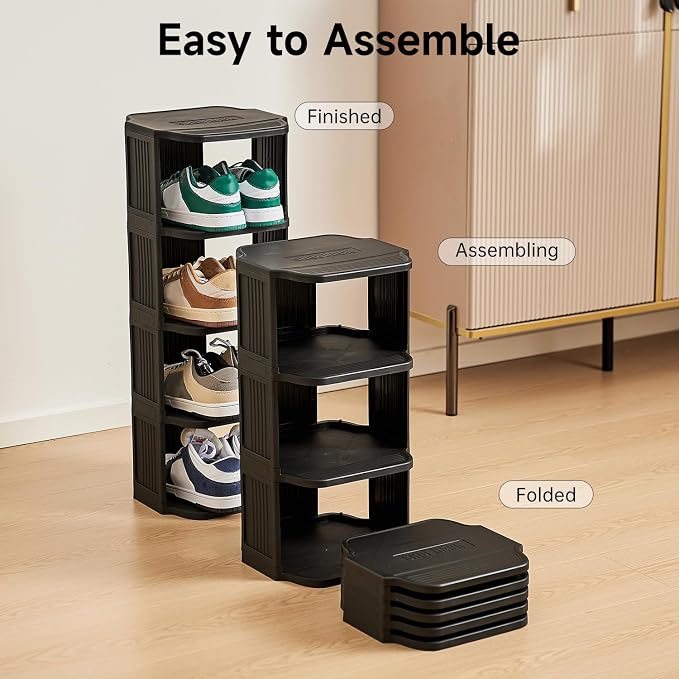 UFORU Vertical Shoe Rack, 9-Tier Plastic Stackable Storage Shelf - Image 6