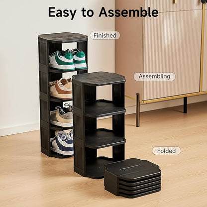 UFORU Vertical Shoe Rack, 9-Tier Plastic Stackable Storage Shelf - Image 6