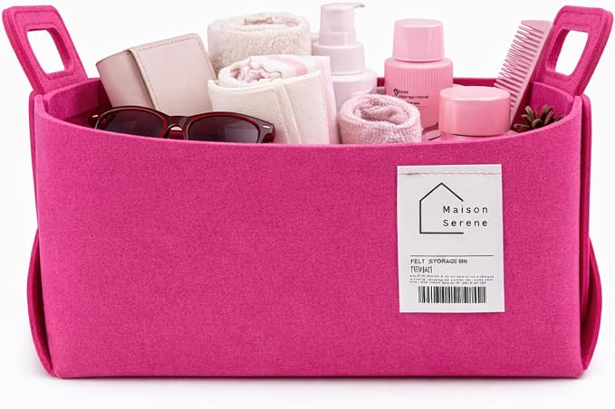 Collapsible Felt PINK Storage Basket by Unknown