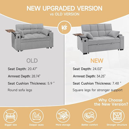 hansones ​66" Multi-Functional Pull-Out Sofa Bed - Image 7