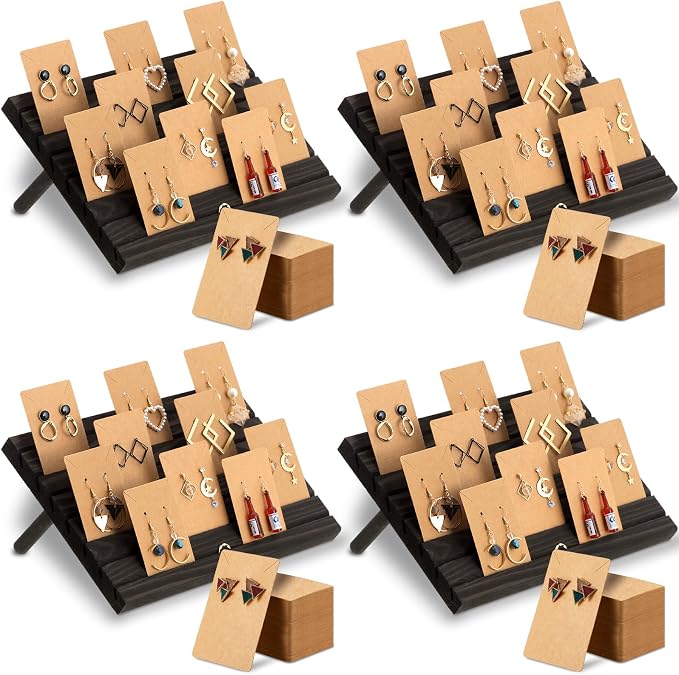 124 Pcs Wood earring card display wooden earring display stand 4 Set Jewelry by Marsui