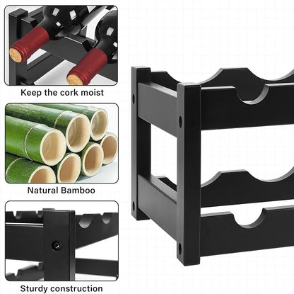 VASMIA Bamboo Wine Rack, 2-Tier Wine Racks Countertop Cabinet Wine Holder Wine - Image 4