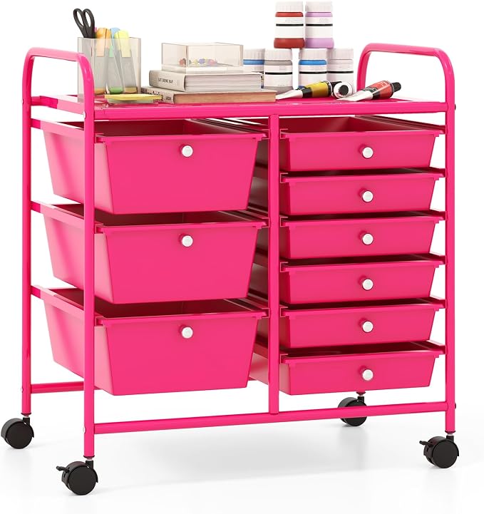 Giantex 9 Drawers Rolling Cart, Classroom Organizers, Storage Cart by Giantex