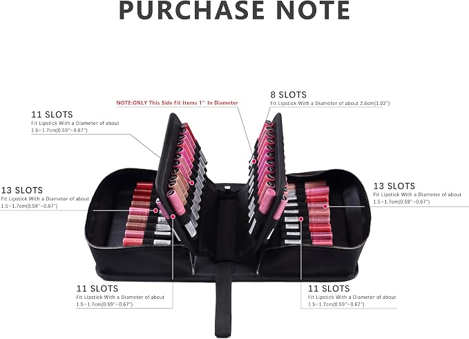 ROWNYEON Lipstick Organizer Bag Portable, Makeup Artist Storage, Large Capacity - Image 4