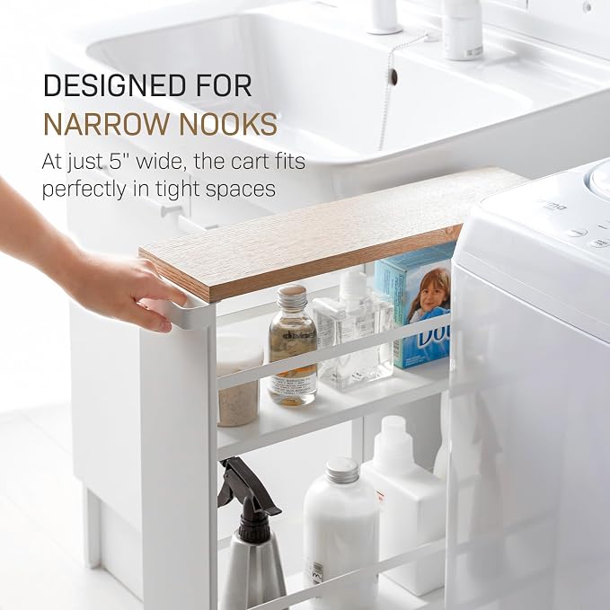YAMAZAKI home Tower Rolling Slim Storage Cart - Image 5