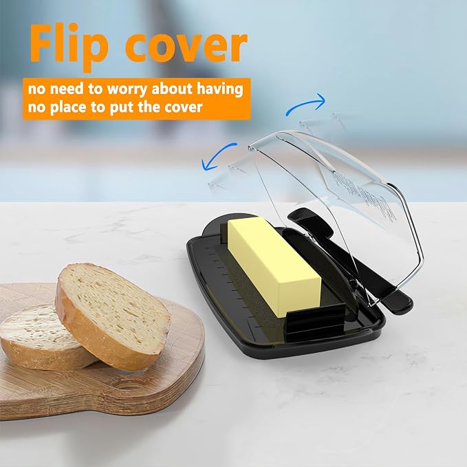 Butter Dishes with Lid for Countertop Refrigerator, Plastic Butter Dish Clear - Image 4