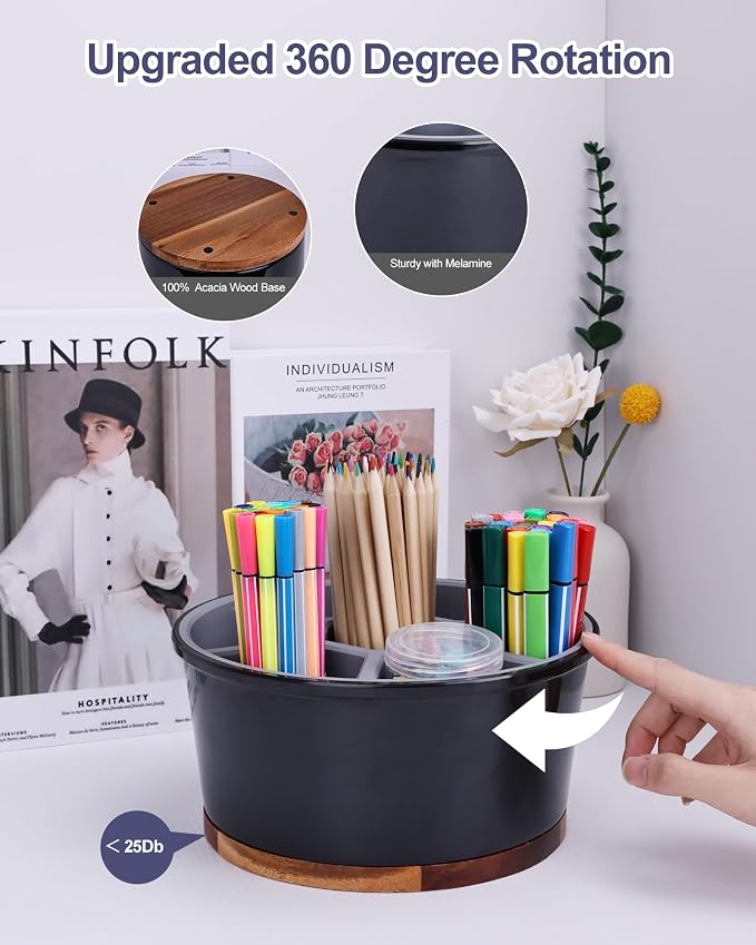 Office Desk Organizer, 360° Art Supply Storage Organizer, Melamine Silicone - Image 2
