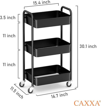 CAXXA 3-Tier Rolling Metal Storage Organizer - Image 2