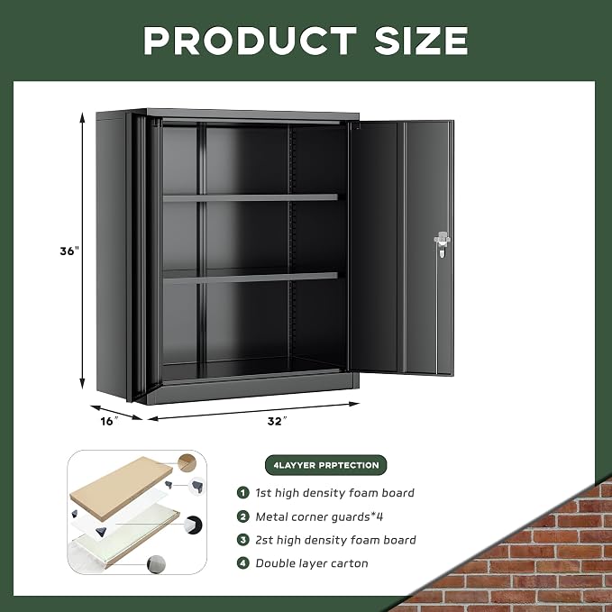 Greenvelly Metal Storage Cabinet, Lockable Storage Cabinets - Image 3