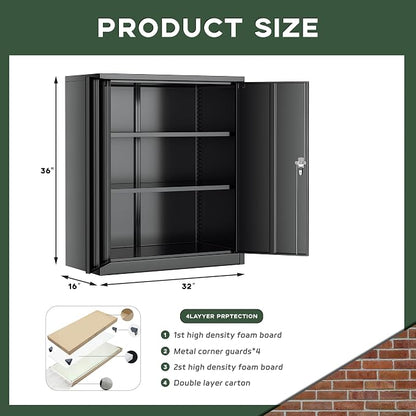 Greenvelly Metal Storage Cabinet, Lockable Storage Cabinets - Image 3