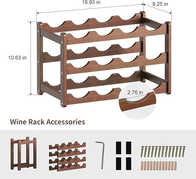 Wine Rack Bamboo Wine Racks Countertop, Sturdy Wine Rack - Image 6