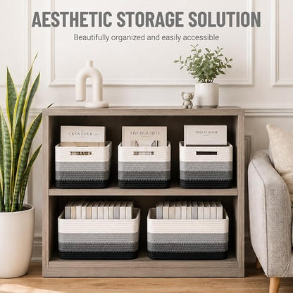5 Pack Woven Storage Baskets, Decorative Storage Bins - Image 2