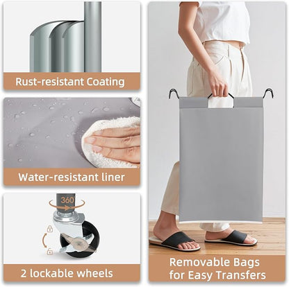 STORAGE MANIAC 5 Section Laundry Sorter, 5 Bins Rolling Separator Laundry Basket - Image 3