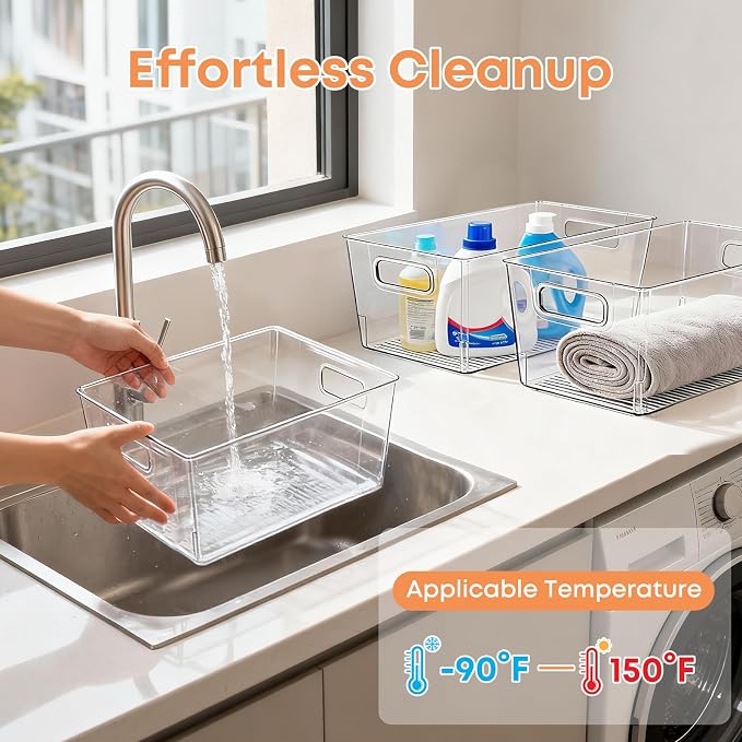 MOONEDGE 6 Pack Large Plastic Storage Bins, Pantry Storage - Image 5