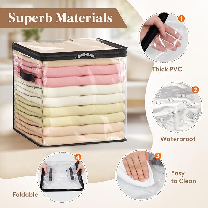 Lifewit 6 Pack Clear Clothes Storage Bags, Sweater Storage - Image 3