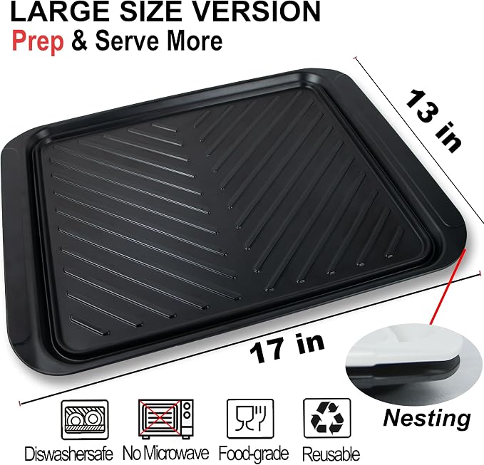 Extra Large Grilling Prep and Serve Trays, 17.3x13 inch BBQ Tray - Image 3