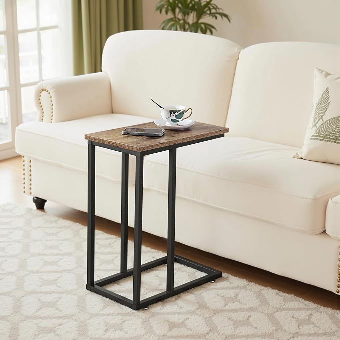 VECELO C Shaped End Side Table for Sofa Couch and Bed Snack TV Tray for Living - Image 6