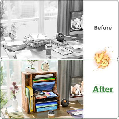 Simple Trending 7- Tier Desk File Organizer, Paper Organizer, Rustic Brown | - Image 6