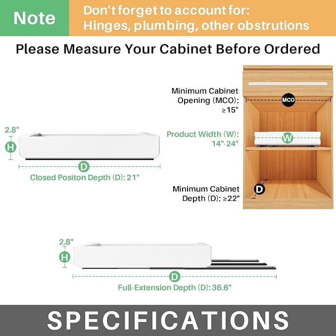 Pull out Cabinet Organizer, Wider Expandable Heavy Duty Slide out Drawers Fixed - Image 2