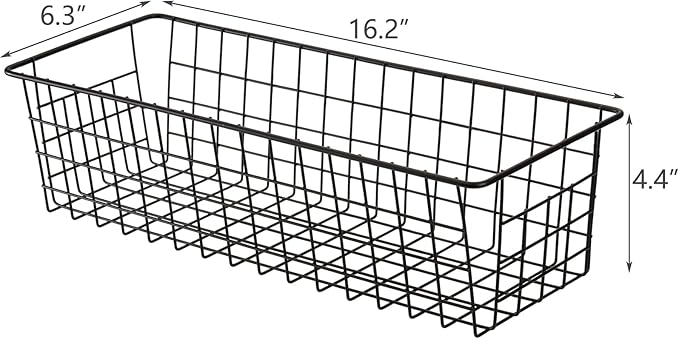 Hedume 3 Pack Metal Wire Storage Organizer Basket, 16.2" x 6.3" x 4.4" Bin - Image 4