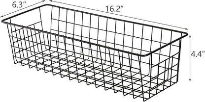 Hedume 3 Pack Metal Wire Storage Organizer Basket, 16.2" x 6.3" x 4.4" Bin - Image 4