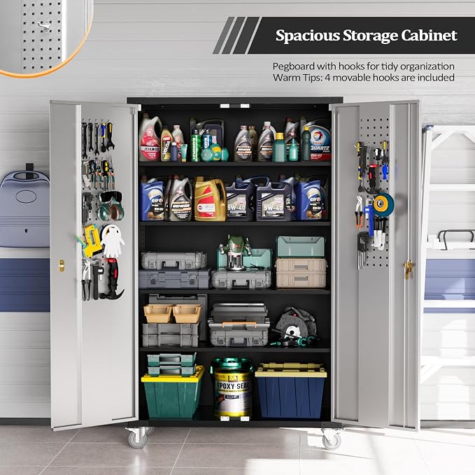VINGLI Upgraded Wide & Deep Garage Storage Cabinet, Metal Storage Cabinet - Image 3