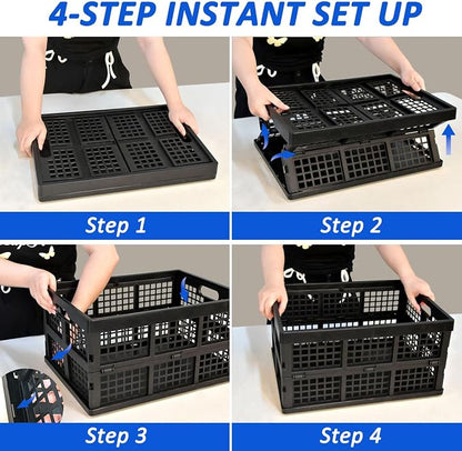CONLI 3 Pack 34L Large Plastic Folding Crates - Image 3