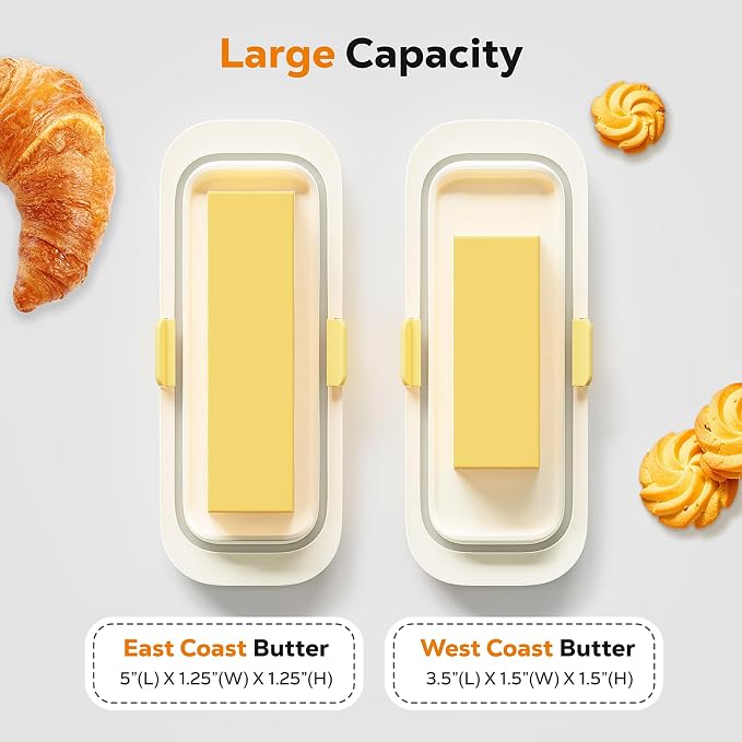 Butter Dish with Lid for Countertop and Refrigerator Door Shelf, Airtight - Image 4