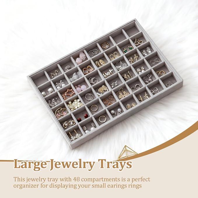 Large Jewelry Organizer for Drawer Insert Velvet Stackable Jewelry Trays for - Image 2