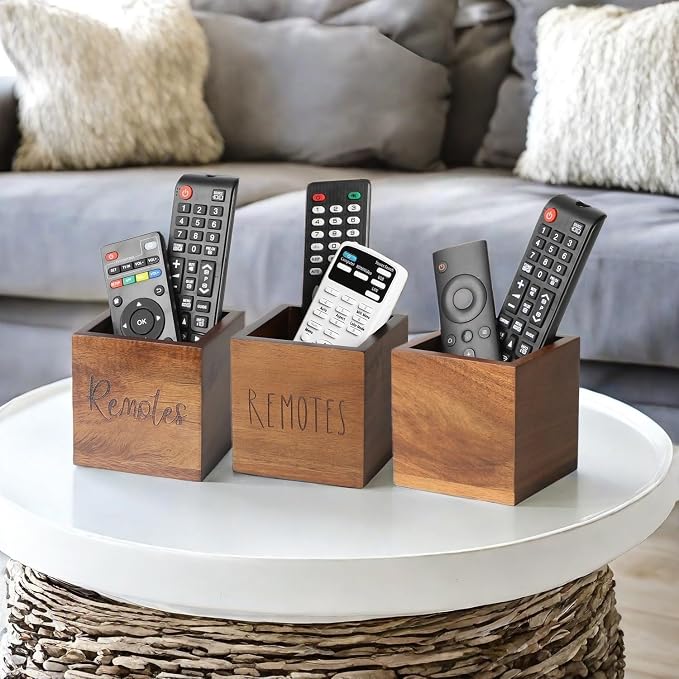 Acacia Wood TV Remote Holder, Caddy and Organizer - Image 5