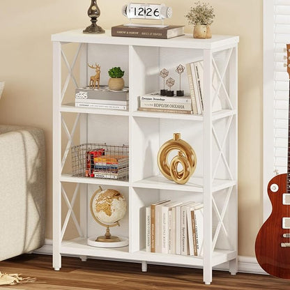 FATORRI 6 Cube Storage Organizer Shelf, Wood and Metal Cubby Bookshelf by FATORRI