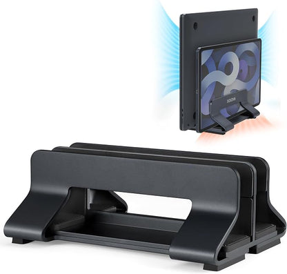 Aluminum Dual Vertical Laptop Stand Dock Holder, Supports 2 Devices, Adjustable by Psitek