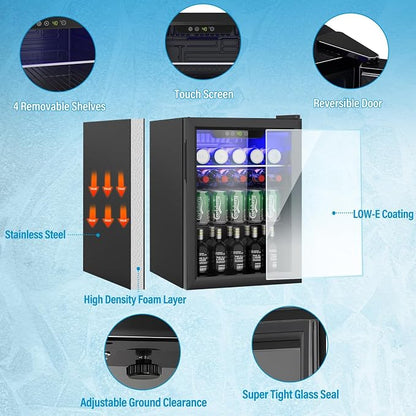 Compact Beverage Refrigerator, 95 Can/2.6 Cubic Feet Fridge - Image 2