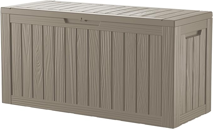 80 Gallon Deck Box, Resin Outdoor Indoor Waterproof Storage Box, Lockable - Image 4