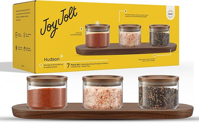 JoyJolt Holden 14oz Stackable Glass Storage Containers by JoyJolt