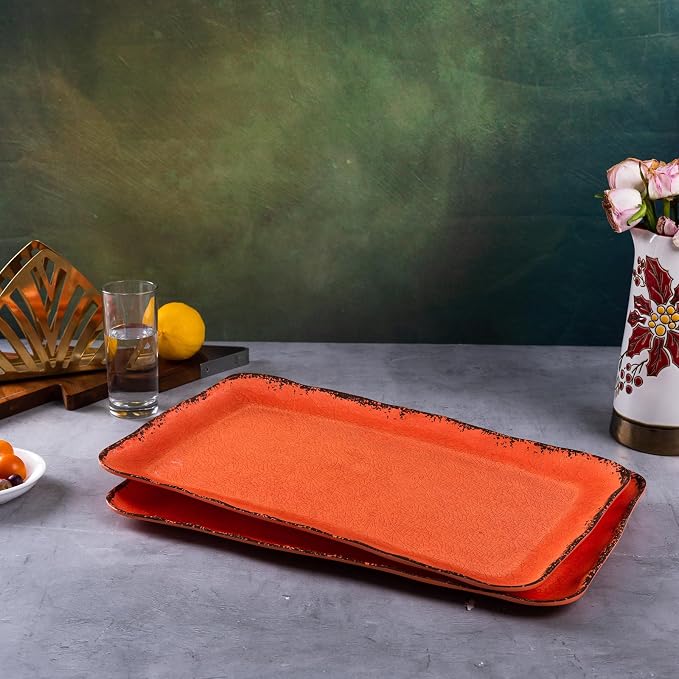 LEHAHA Melamine Serving Tray/Platters Set of 2, 17.5" x 10", 2-Piece Large - Image 5