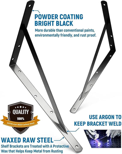 12-Pack 18 Inch Heavy Duty Shelf Brackets, Large Floating Wall Bracket - Image 3