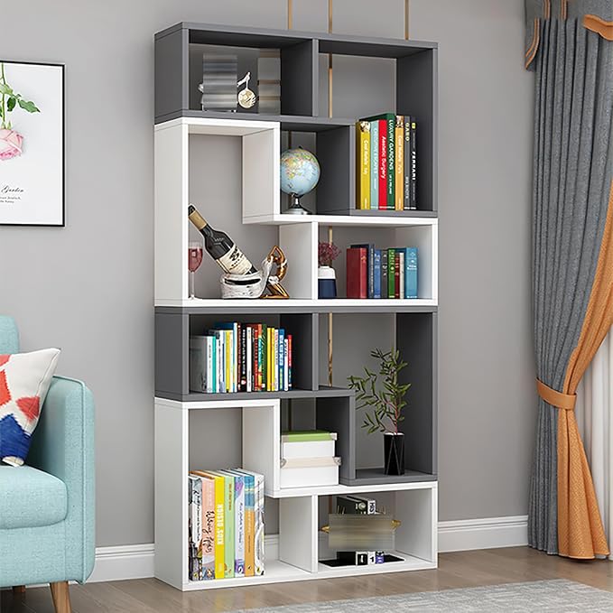 Expandable Bookcase with Adjustable Width, Wooden Room Divider Bookshelf by Unknown