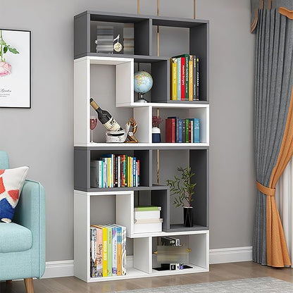 Expandable Bookcase with Adjustable Width, Wooden Room Divider Bookshelf by Unknown