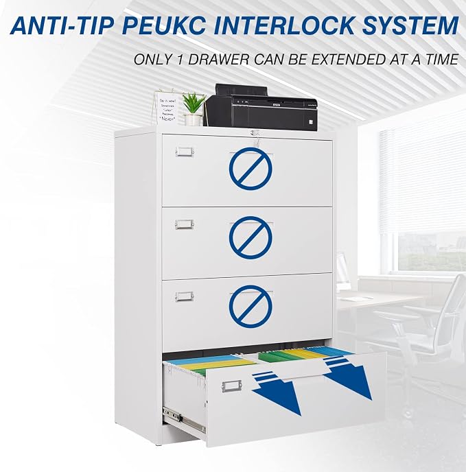 4 Drawer File Cabinet, Lateral Filing Cabinets - Image 4
