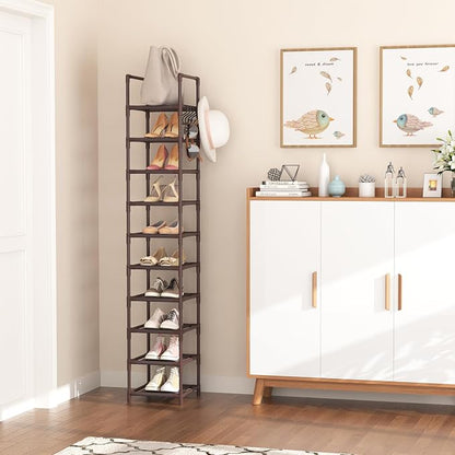 LANTEFUL Tall Shoe Rack 10-Tier Narrow Shoe Shelf Storage - Image 2