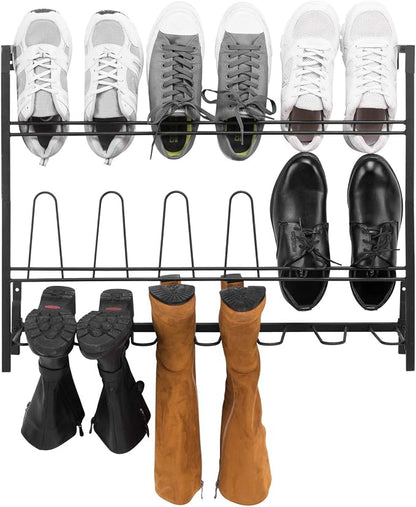 MyGift Premium Black Metal Hanging Wall Shoe Rack - Image 7